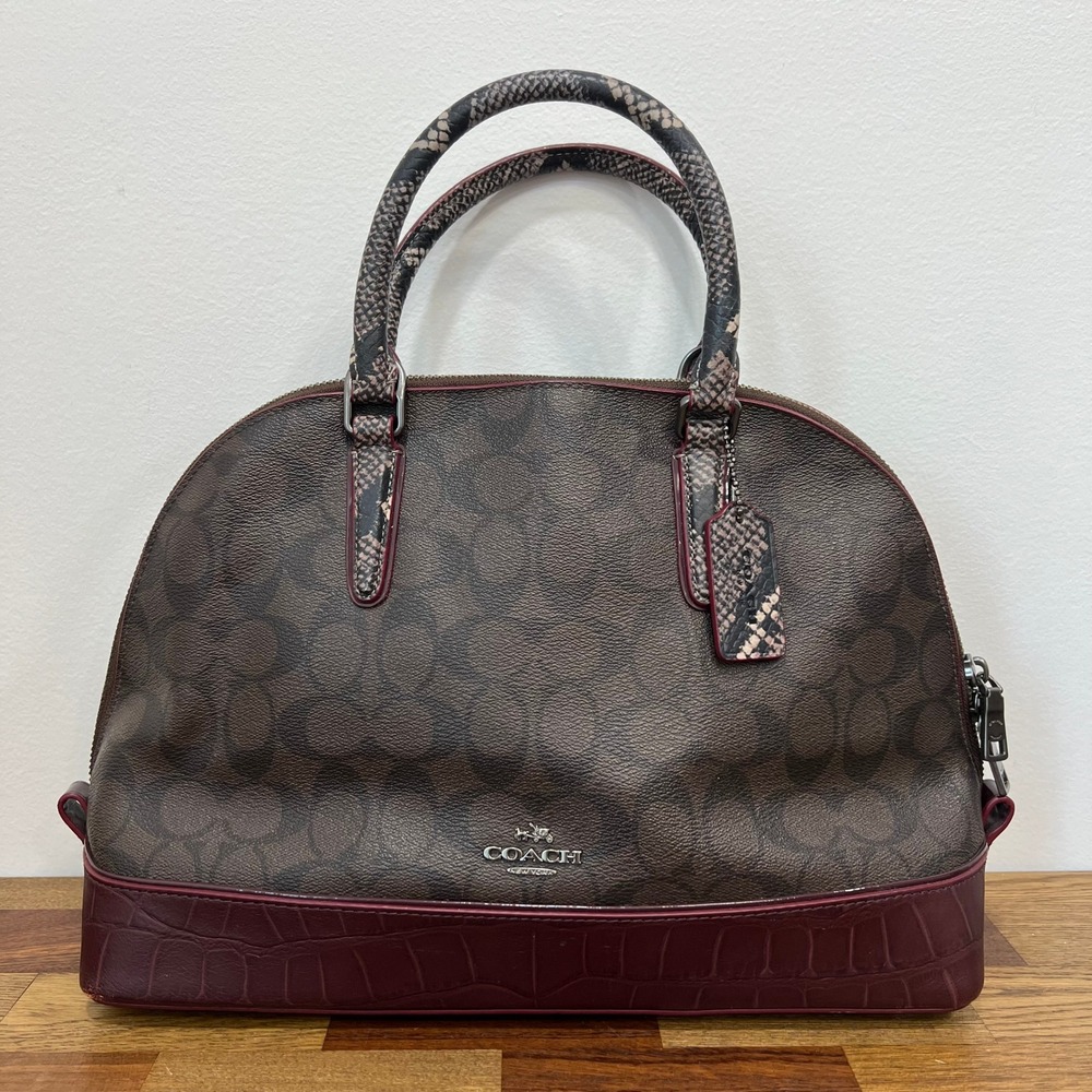 Coach Brown and Burgundy Shoulder Bag